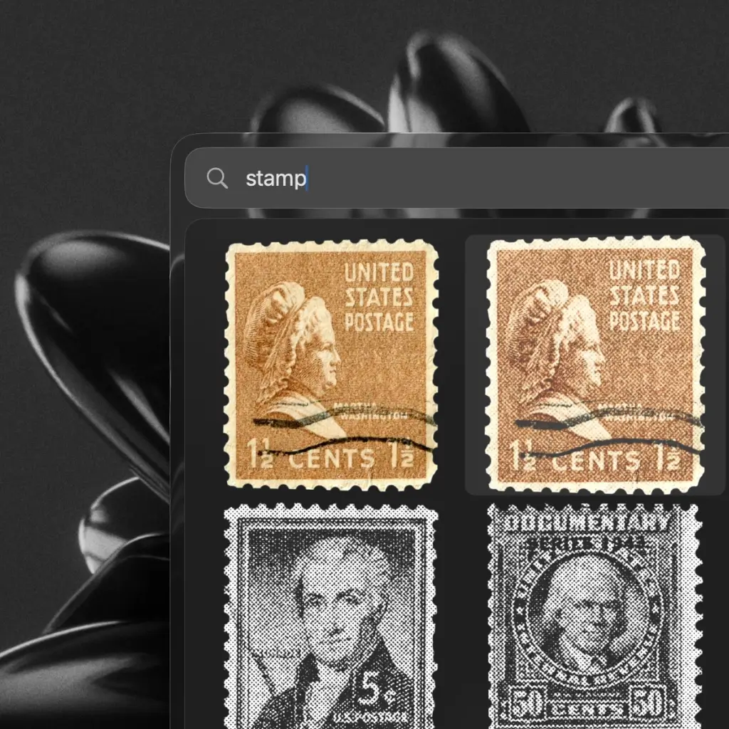 Sharkfin searchbar showing results for 'ice cream cone' on a sandy textured background